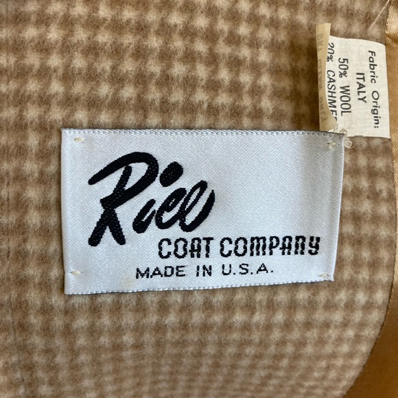 🍀VTG Cashmere Wool RICE Coat Company Houndstooth Check Coat - Picture 3 of 7